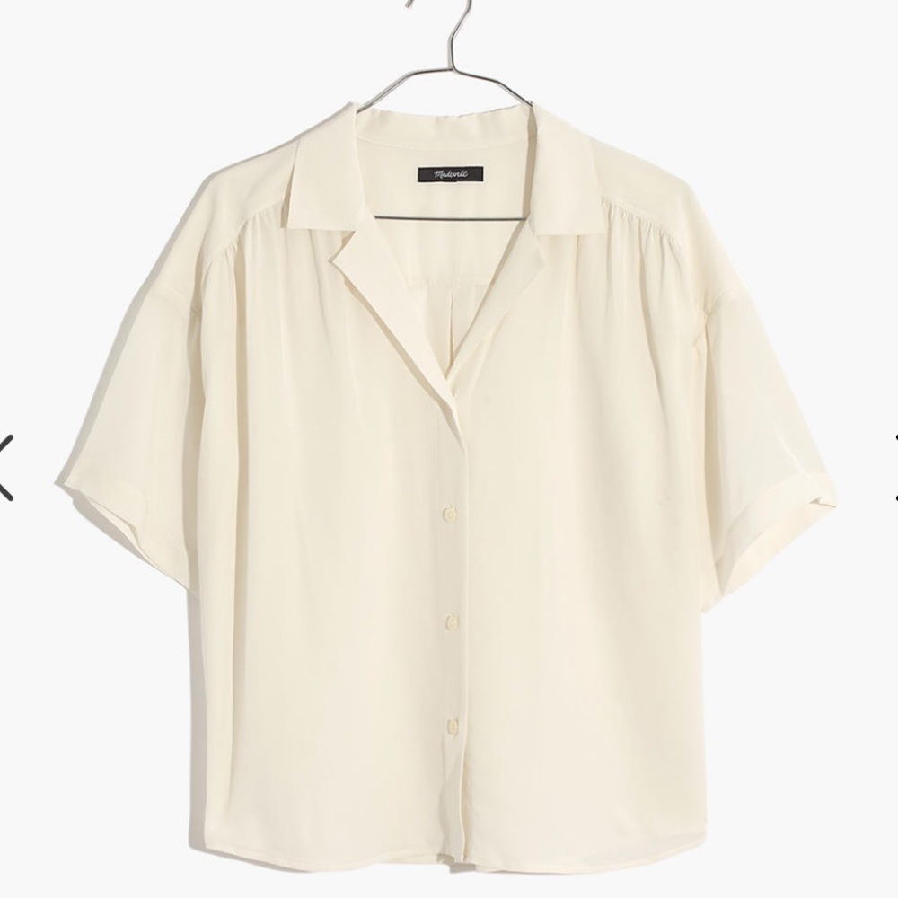 Madewell silk camp shirt ivory Xs
